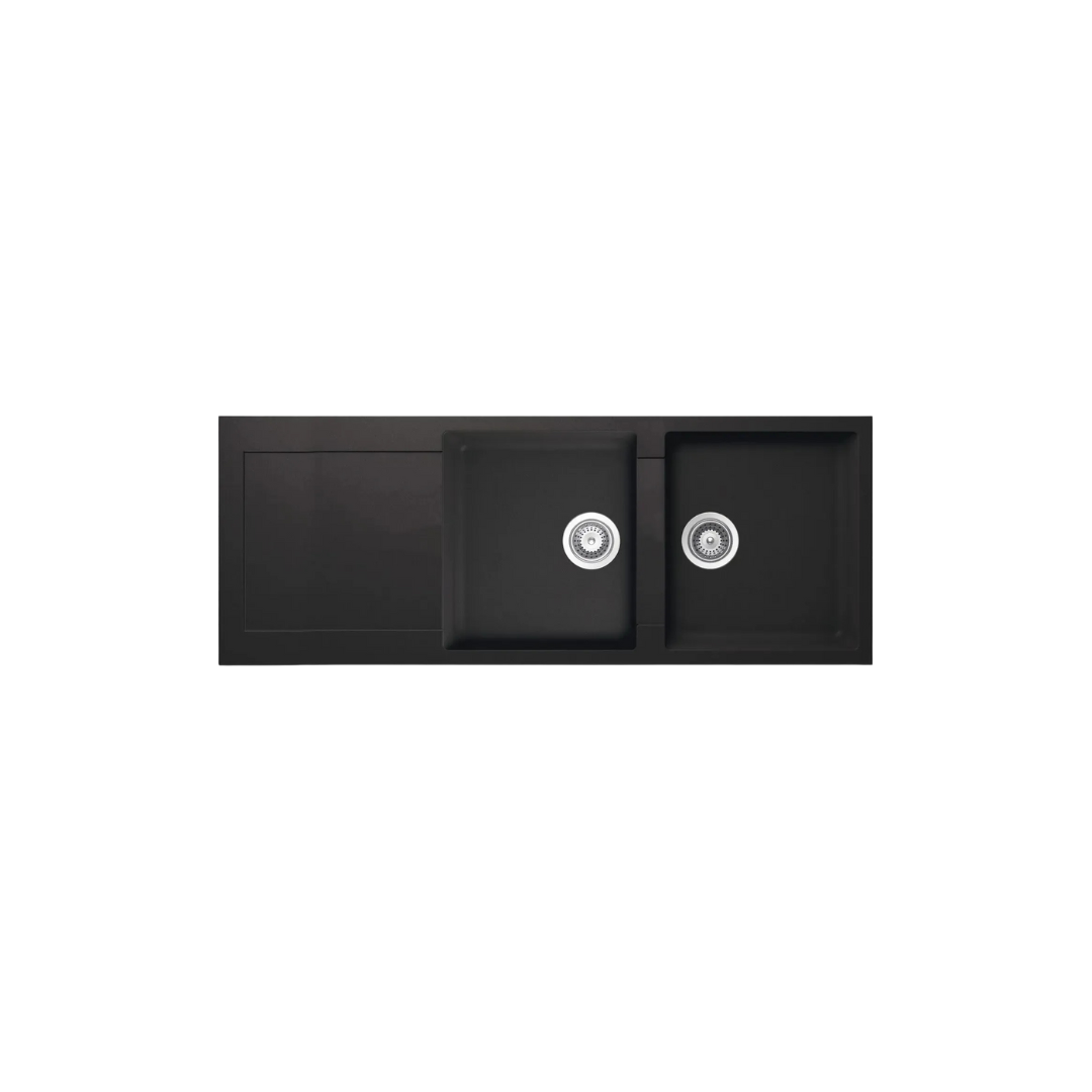 Black quartz double sink