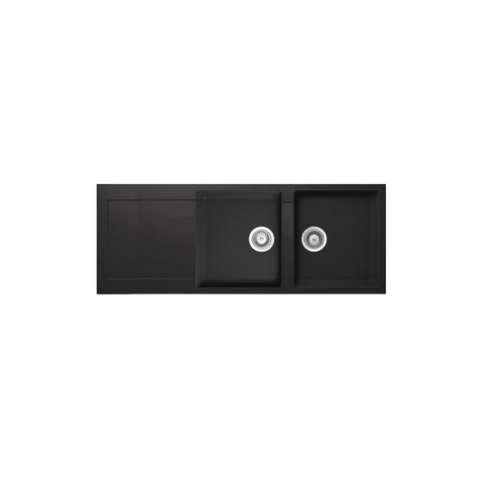 Black quartz double sink
